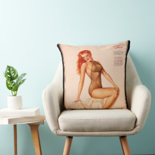 Miss February Varga Girl 1946 Pin-up Calendar Throw Pillow