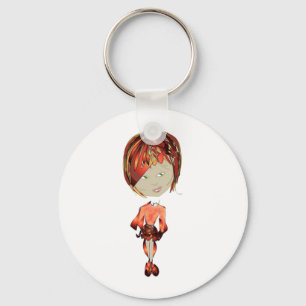 Miss-fit Ginger Digital Art Girl Keychain