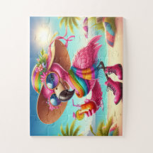 Miss Flamingo at the Beach