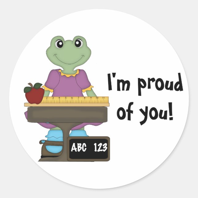 Miss Froggy/I'm proud of you! Classic Round Sticker (Front)