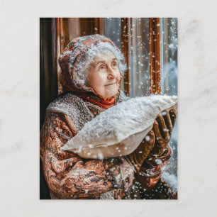 Miss Holle Shaking Snow From the Sky Postcard