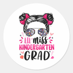 Miss Kindergarten Grad Graduation Graduated Girls  Classic Round Sticker