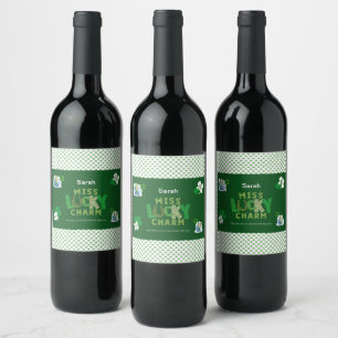 Miss Lucky Charm St. Patrick's Day Wine Label