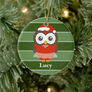 Miss Lucy Owl Christmas Special Ceramic Ornament
