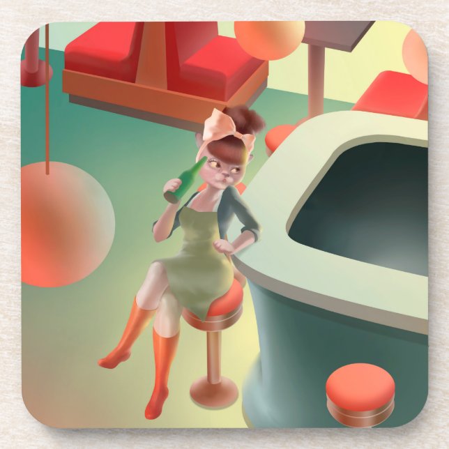 Miss Meow – Late Night Bar Series Coaster (Front)