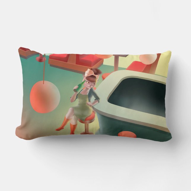 Miss Meow – Late Night Bar Series Lumbar Pillow (Front)