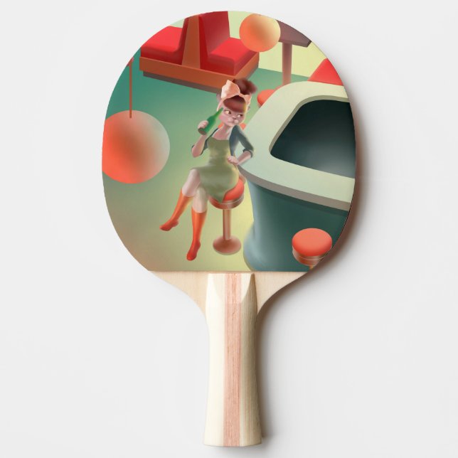 Miss Meow – Late Night Bar Series Ping Pong Paddle (Front)