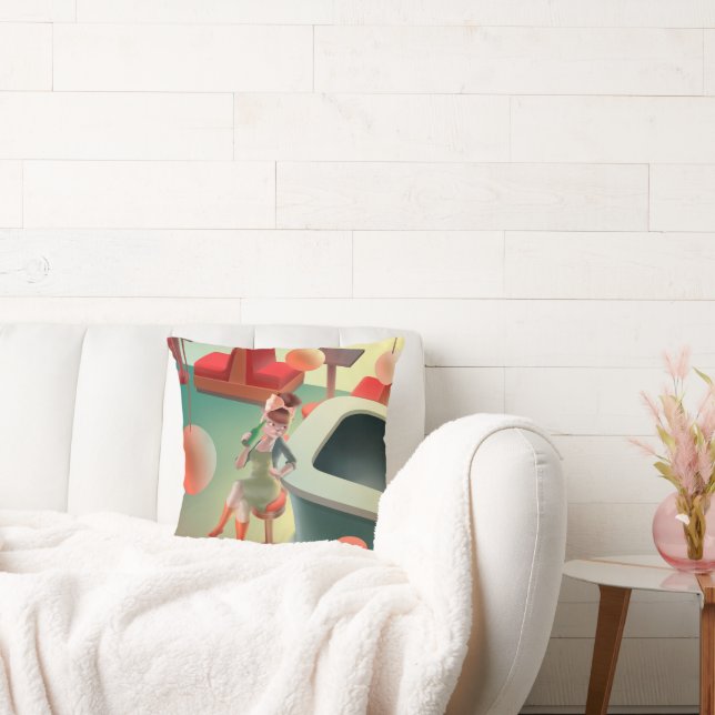 Miss Meow – Late Night Bar Series Throw Pillow (Couch)