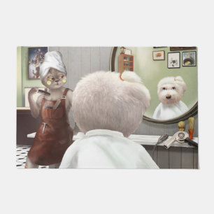 Miss Meow & Smile Pup: Barber Shop Breeze Art Doormat