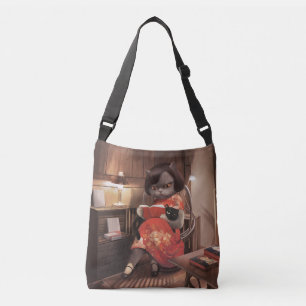 Miss Meow – Vintage Cat Reading Time Crossbody Bag