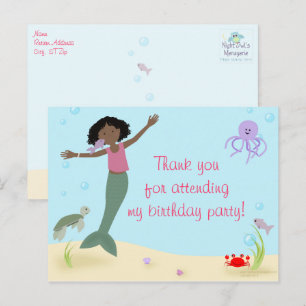 Miss Mermaid Party Thank You Postcard