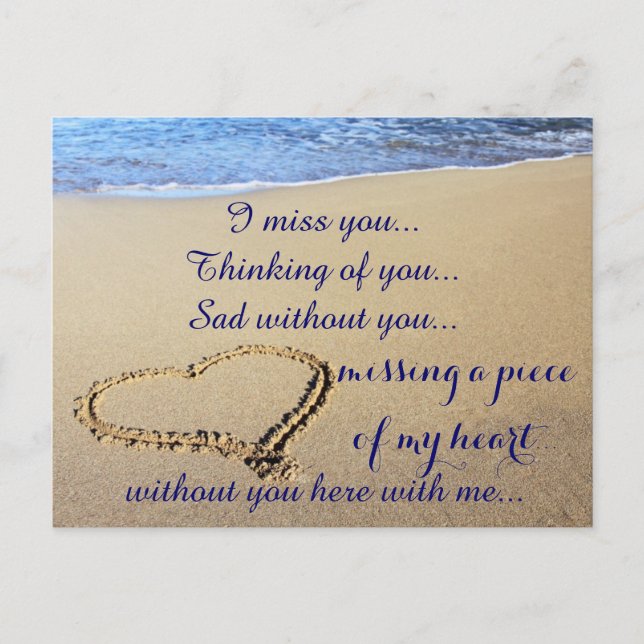 Miss Missing Sad Lonely Heart Broken Postcard (Front)