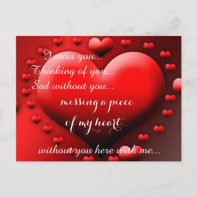 Miss Missing Sad Lonely Heart Broken Postcard (Front)