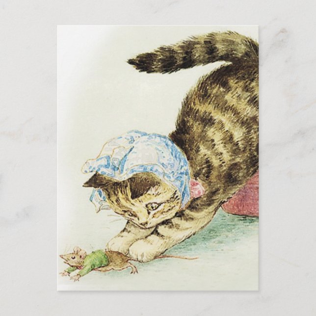“Miss Moppet Chases a Mouse” by Beatrix Potter Postcard (Front)