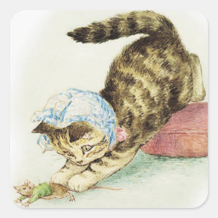 “Miss Moppet Chases a Mouse” by Beatrix Potter Square Sticker