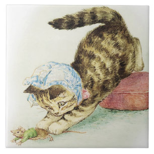 “Miss Moppet Chases a Mouse” by Beatrix Potter Tile