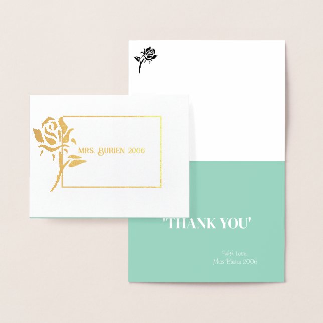 Miss Mrs. Pageant Rose Foil Custom Thank You  Foil Card (Display)