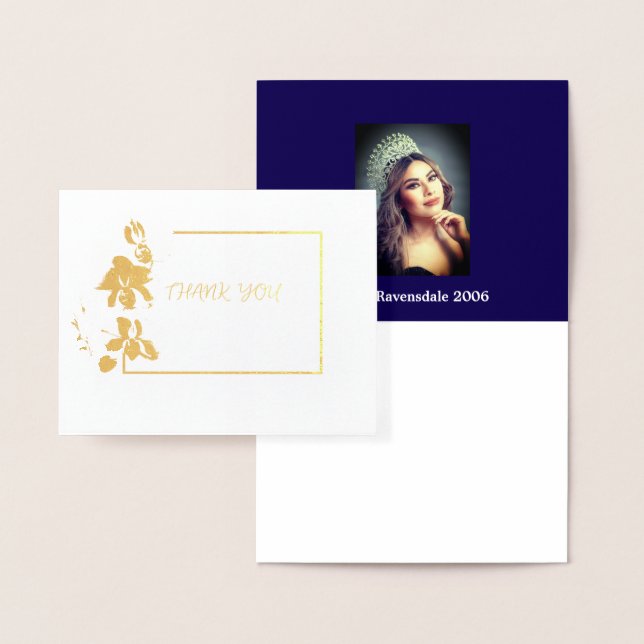 Miss Mrs. Teen kids pageant photo Orchid Thank You Foil Card (Display)