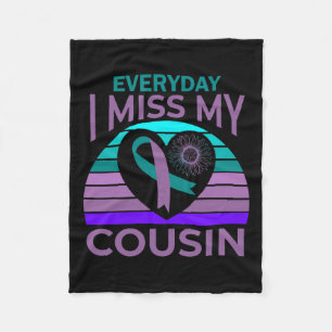 Miss My Cousin Heart Sunflower Suicide Awareness G Fleece Blanket
