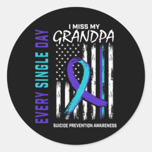 Miss My Grandpa Suicide Awareness Prevention Ameri Classic Round Sticker