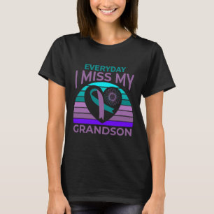 Miss My Grandson Heart Suicide Awareness Grandma G T-Shirt