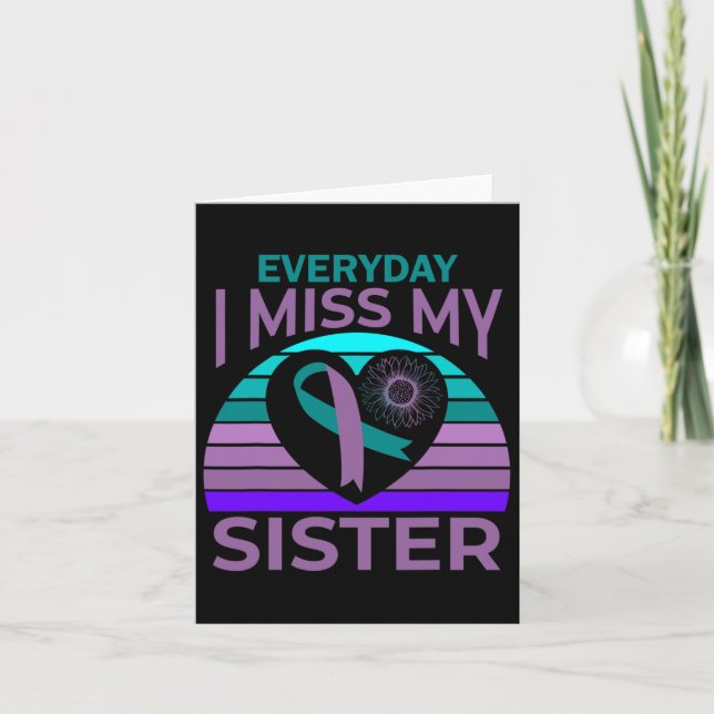 Miss My Sister Heart Ribbon Suicide Awareness Brot Card (Front)