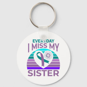 Miss My Sister Heart Ribbon Suicide Awareness Brot Keychain