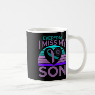 Miss My Son Heart Sunflower Suicide Awareness Mom Coffee Mug