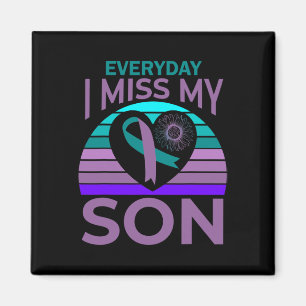 Miss My Son Heart Sunflower Suicide Awareness Mom Magnet