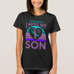 Miss My Son Heart Sunflower Suicide Awareness Mom T-Shirt