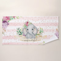 Miss Onederful - Baby Elephant and Flowers