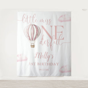 Miss Onederful Balloon 1st Birthday Photo Backdrop Tapestry
