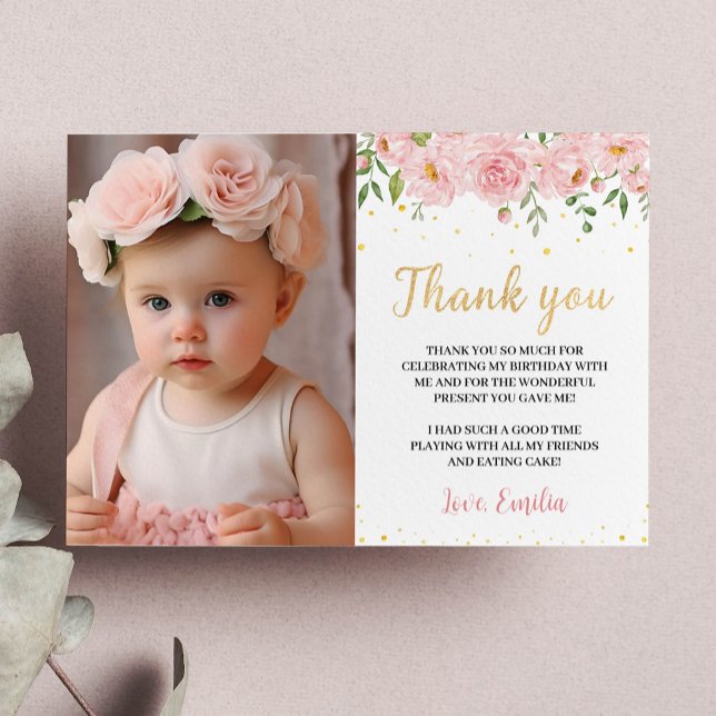 Miss Onederful Birthday Party Photo Thank You Card (Creator Uploaded)
