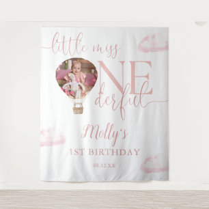 Miss Onederful Photo Balloon 1st Birthday Backdrop Tapestry