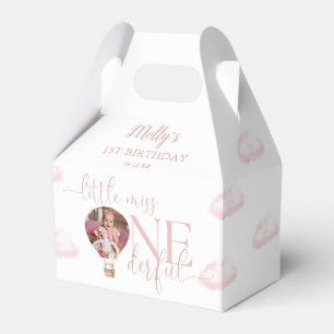 Miss Onederful Photo Balloon Pink 1st Birthday Favor Box