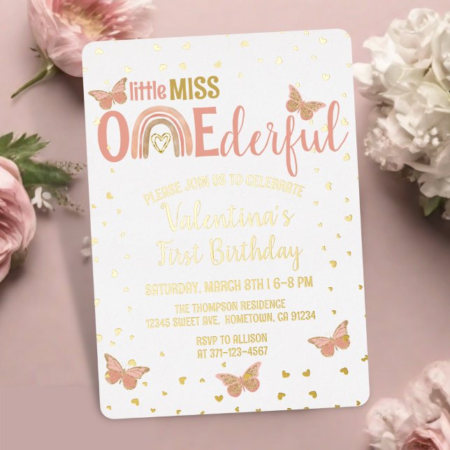 Miss ONEderful Pink Butterflies Girl 1st Birthday (Creator Uploaded)
