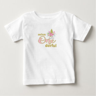 Miss onederful Unicorn 1st Birthday Baby T-Shirt