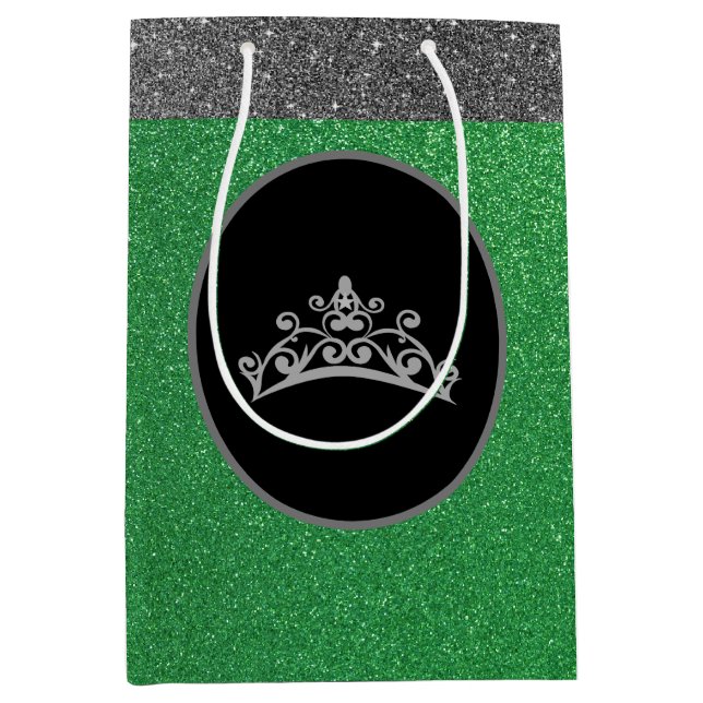 Miss Pageant Crown Green FX GlitterGift Bag (Front)