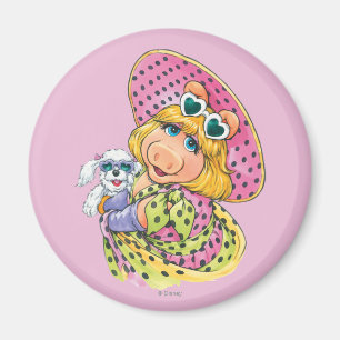 Miss Piggy Holding Puppy Magnet