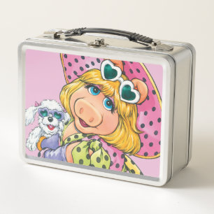 Miss Piggy Holding Puppy Metal Lunch Box