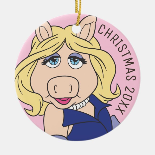 Miss Piggy in Purple Dress Ceramic Ornament (Front)