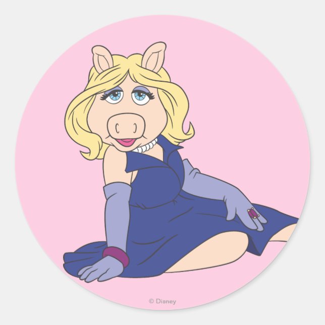 Miss Piggy in Purple Dress Classic Round Sticker (Front)