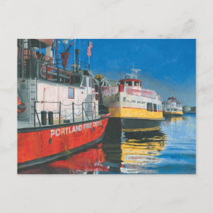 Miss Portland Fireboat and Casco Bay Ferries Postcard