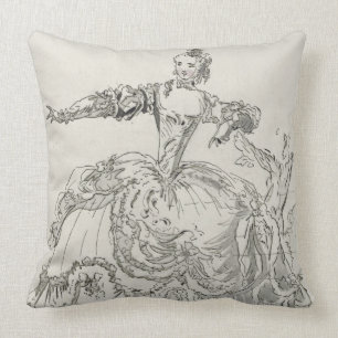 Miss Puvigne as The Living Statue, in Pigmalion, a Throw Pillow