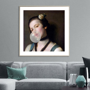 Miss Sassy blowing bubble gum Poster