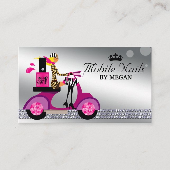 Miss Socialite Nail Salon Scooter Girl Fashion Business Card (Front)