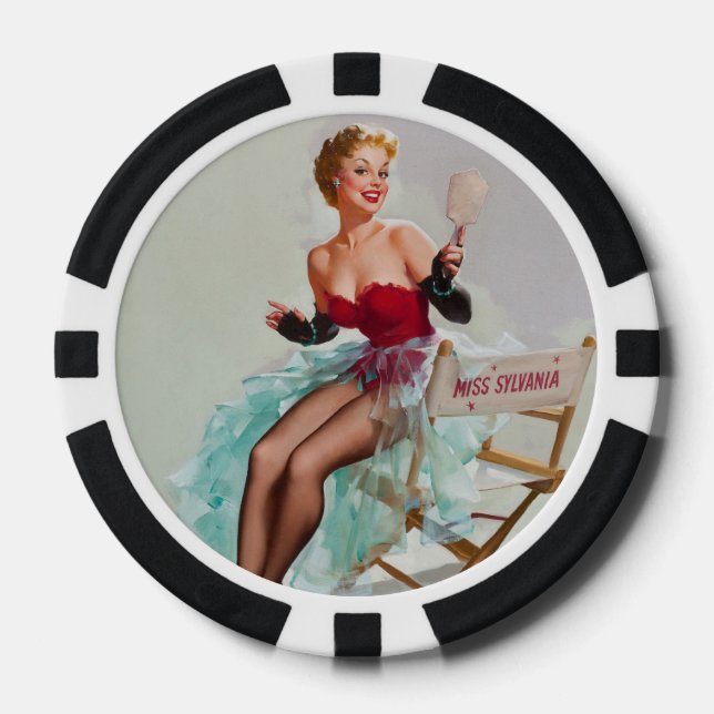 Miss Sylvania Pin-Up Girl Poker Chips (Front)