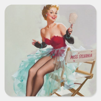 Miss Sylvania Pin-Up Girl Square Sticker