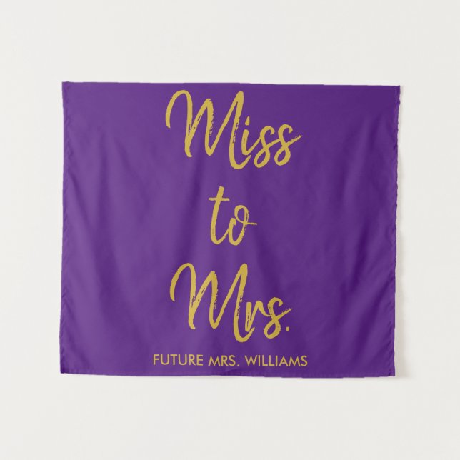 Miss to Mrs Backdrop Purple and Gold Bridal Shower Tapestry (Front (Horizontal))