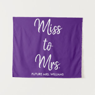Miss to Mrs Backdrop Purple & White Bridal Shower Tapestry